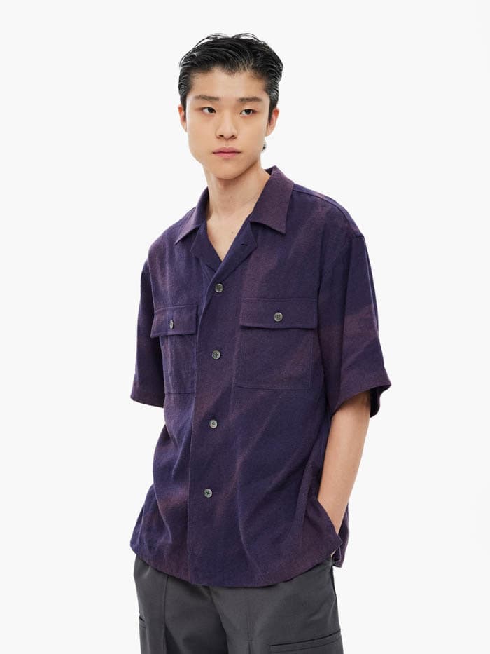 Sun-Bleached Tailored Collar Shirt - Purple — vue 1