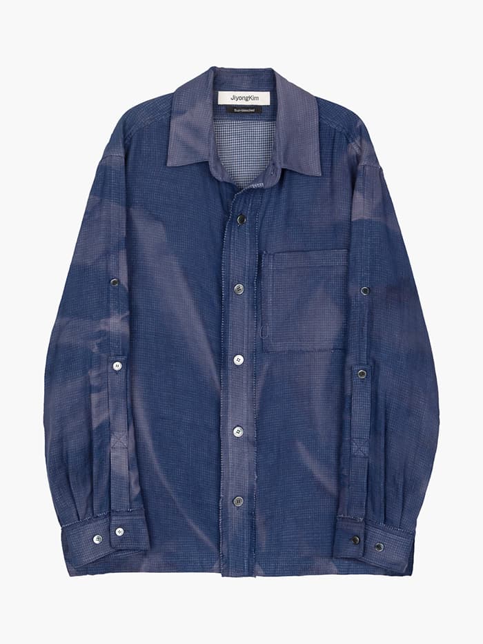 Sun-Bleached Strap Detailed Shirt - Navy — vue 1
