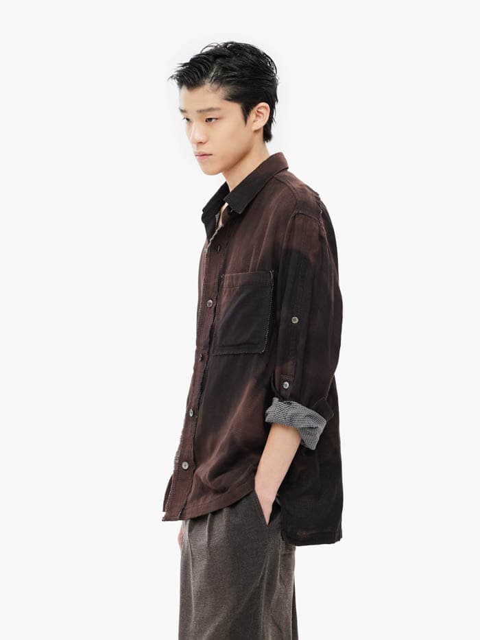 Sun-Bleached Strap Detailed Shirt - Black — vue 1