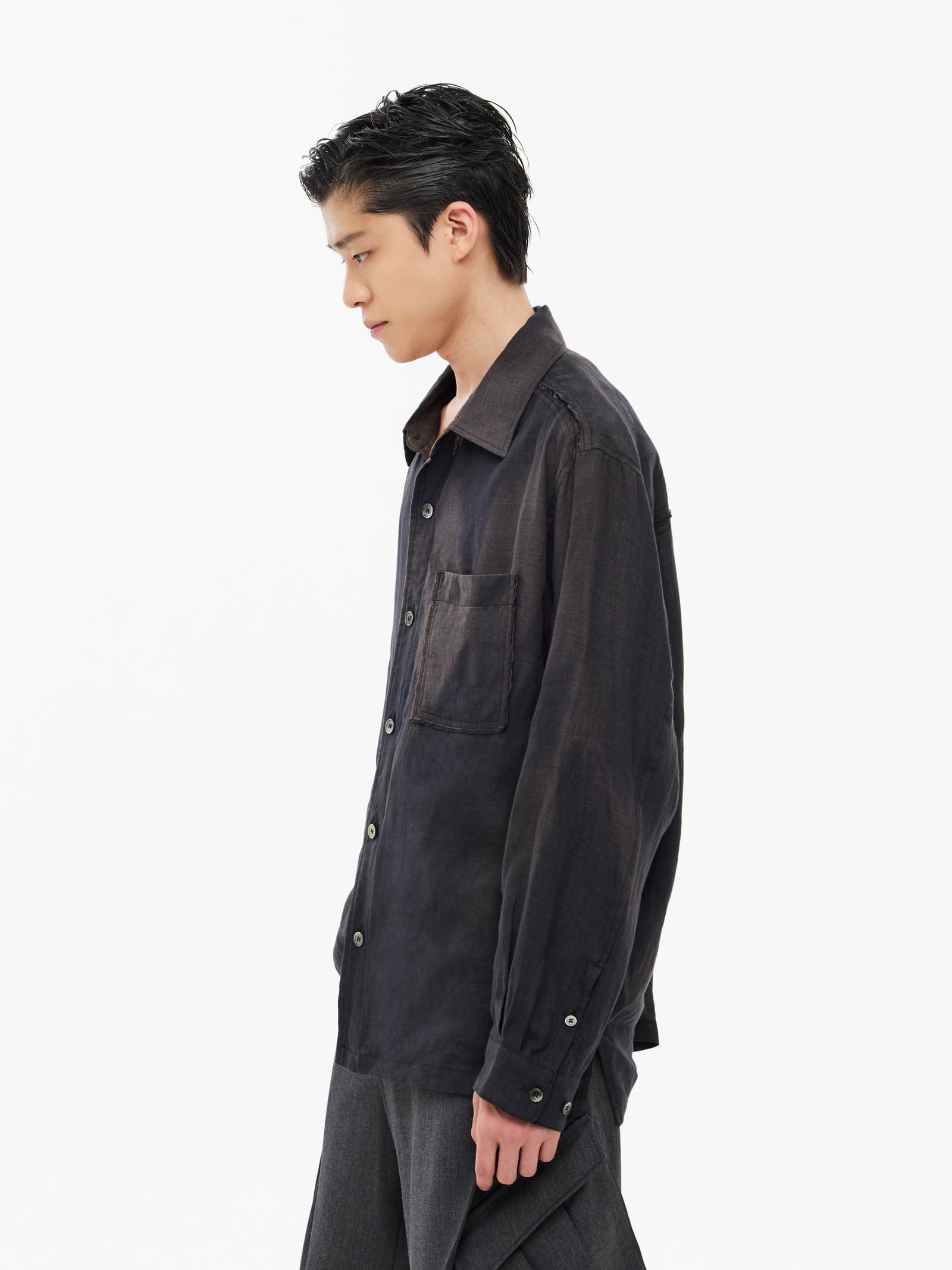 Sun-Bleached Raw Edged Shirt - Black — vue 3