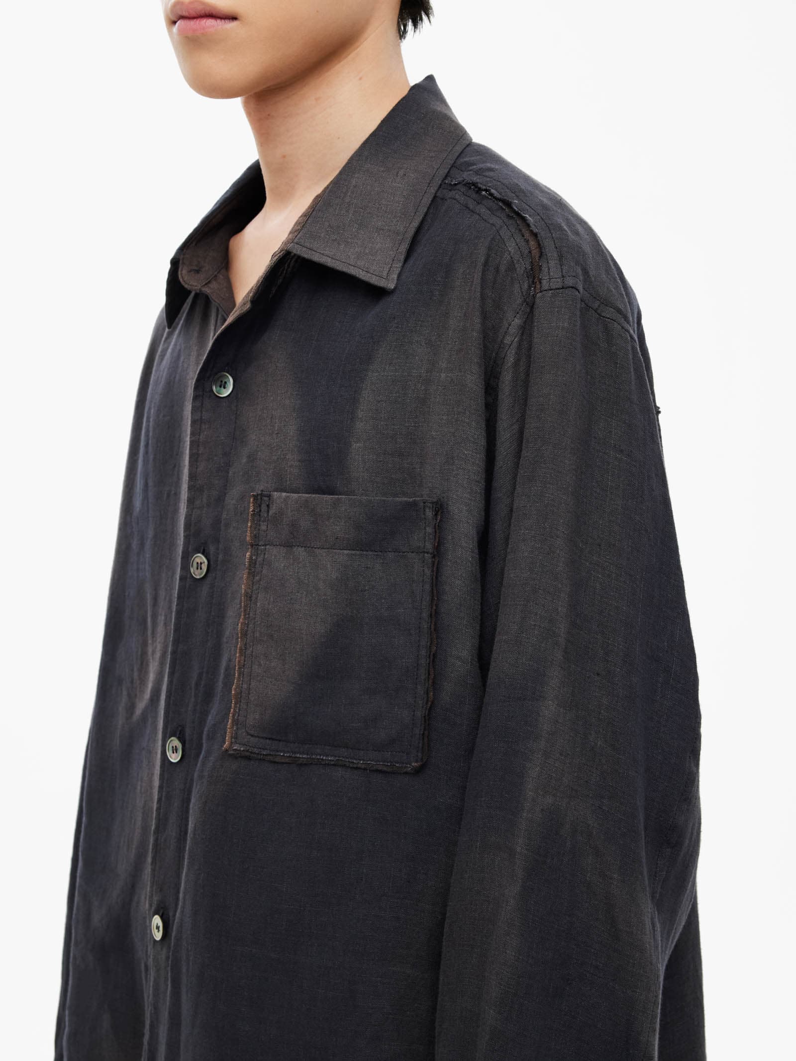 Sun-Bleached Raw Edged Shirt - Black — vue 6