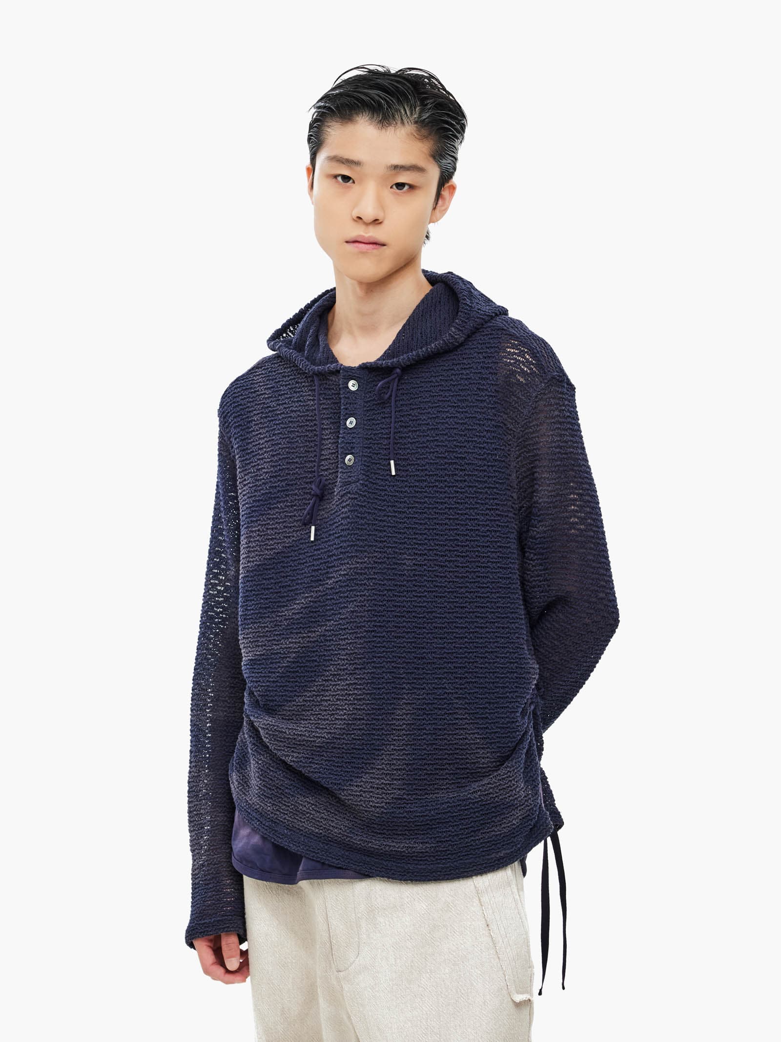 Sun-Bleached Layered Net Hoodie - Purple — vue 4