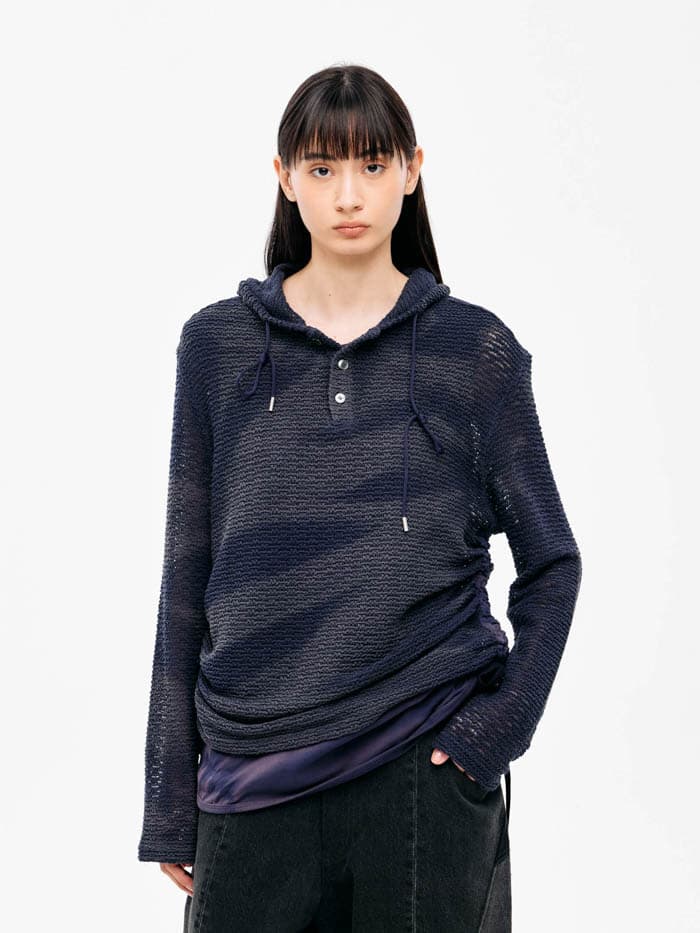 Sun-Bleached Layered Net Hoodie - Purple — vue 1