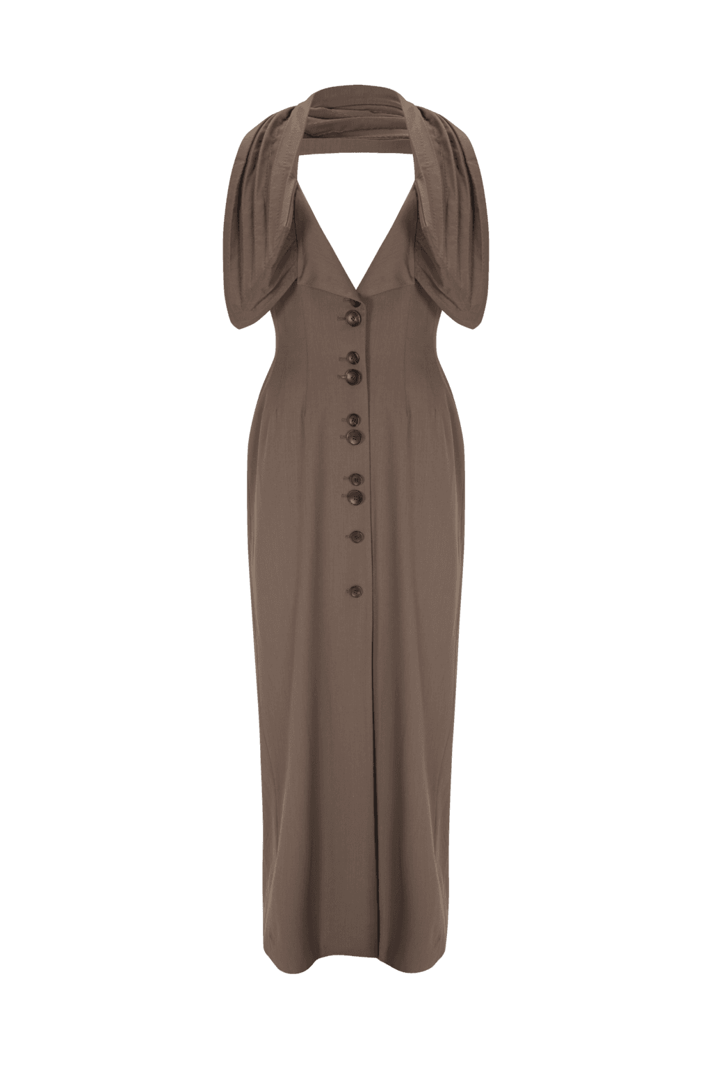 Kiwa Button-Up Dress - Brown — vue 5