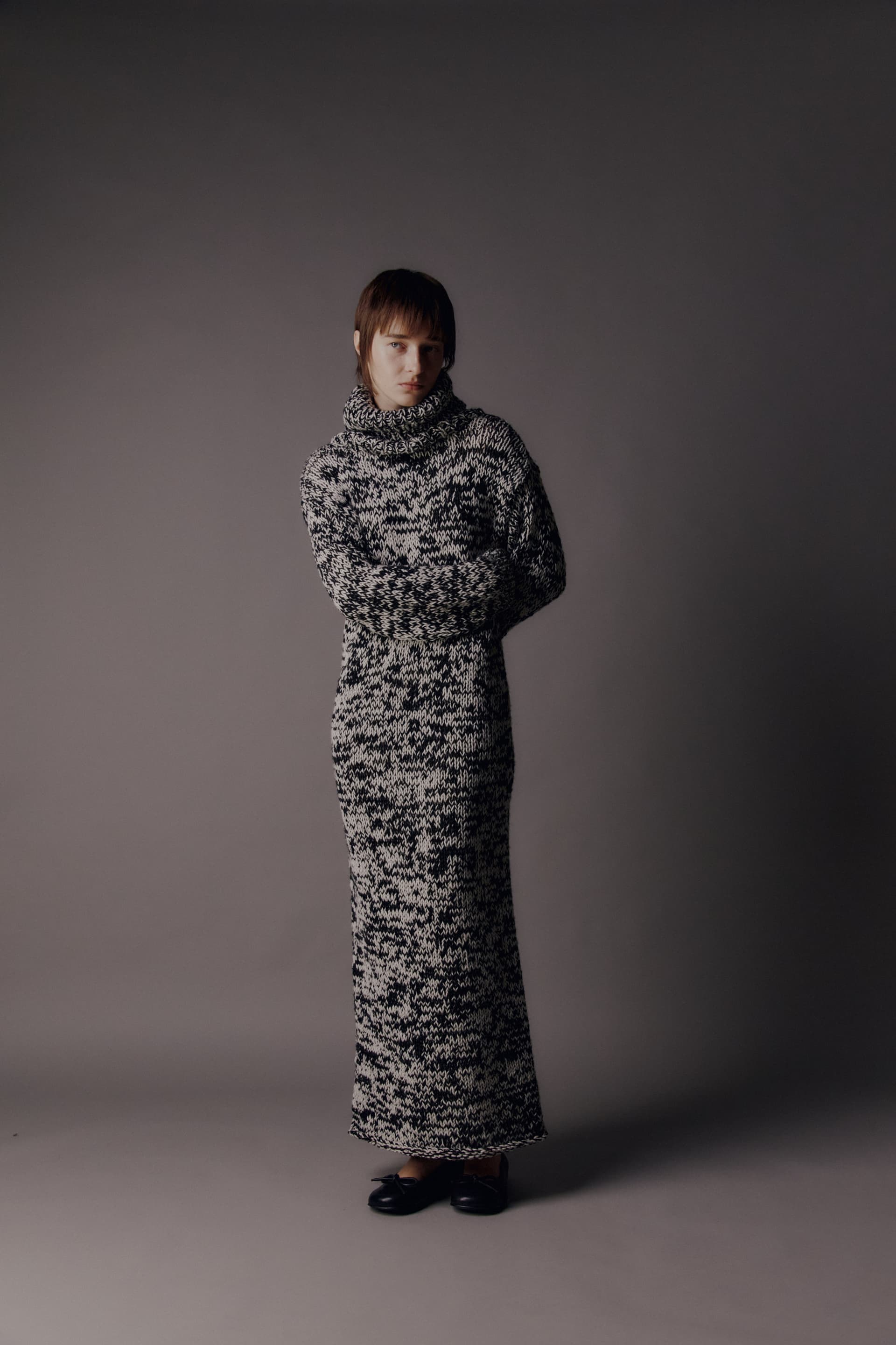 Handcraft Collection - Glen Knit Turtleneck Dress