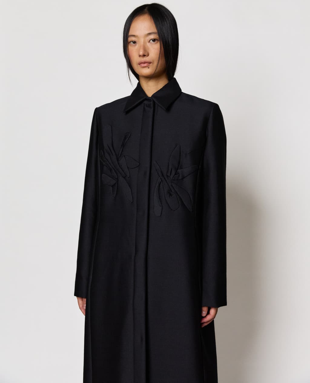 Grace Appliqué Maxi Coat - Black — vue 2