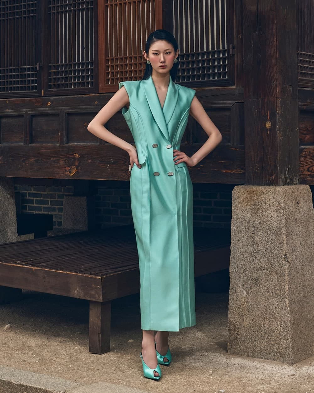 Wool-Silk Dress (Mint) — vue 8