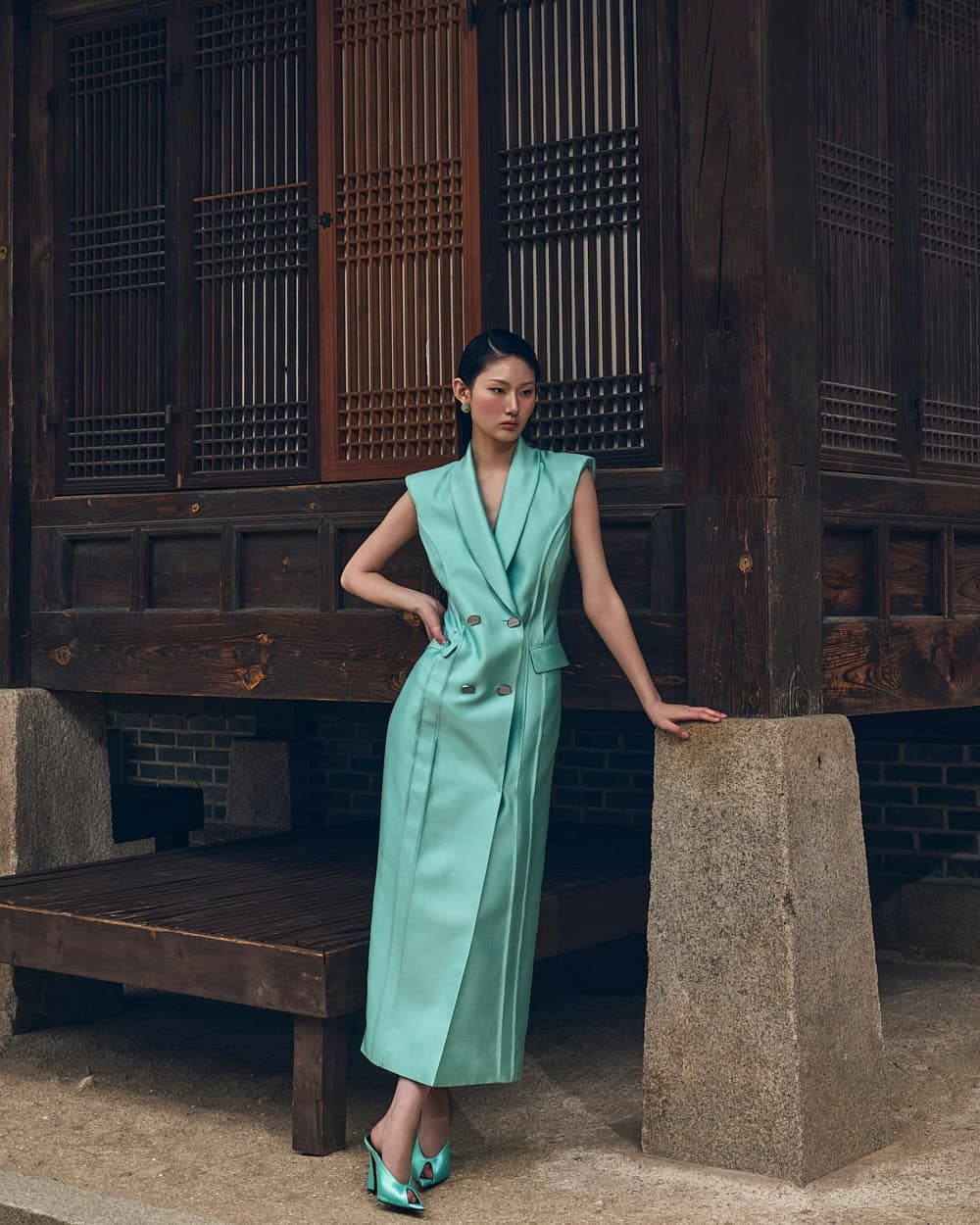Wool-Silk Dress (Mint) — vue 9