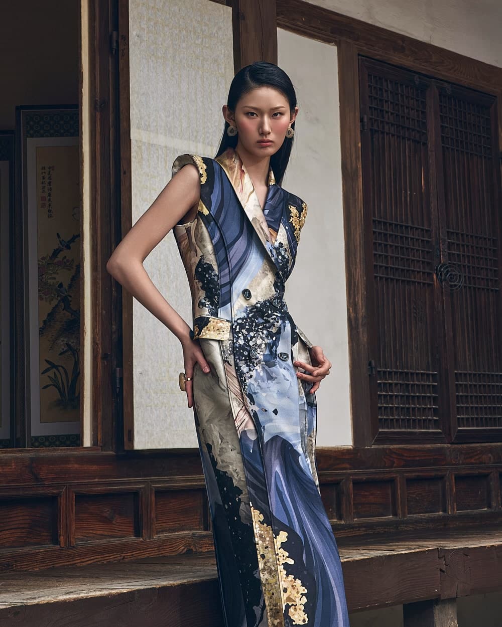 Wool-Silk Dress (Blue Print) — vue 2