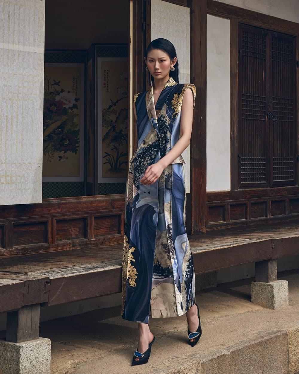 Wool-Silk Dress (Blue Print) — vue 4