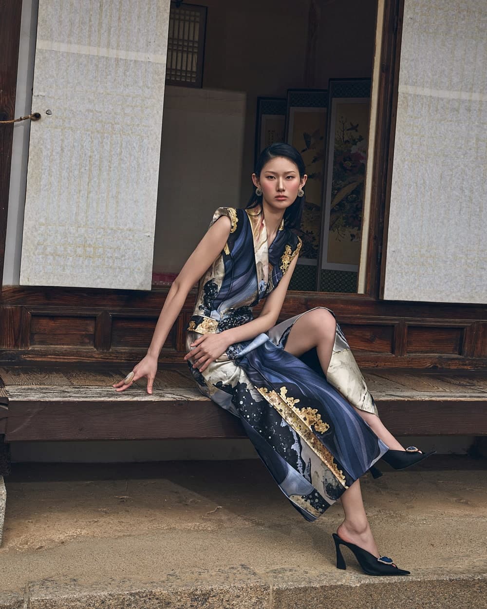 Wool-Silk Dress (Blue Print) — vue 5