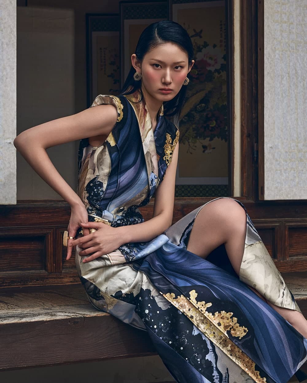 Wool-Silk Dress (Blue Print) — vue 6