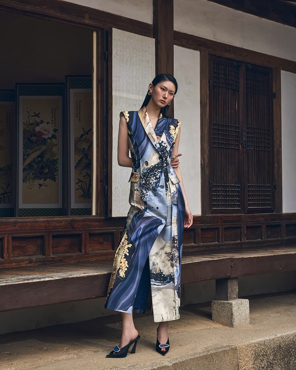 Wool-Silk Dress (Blue Print) — vue 8