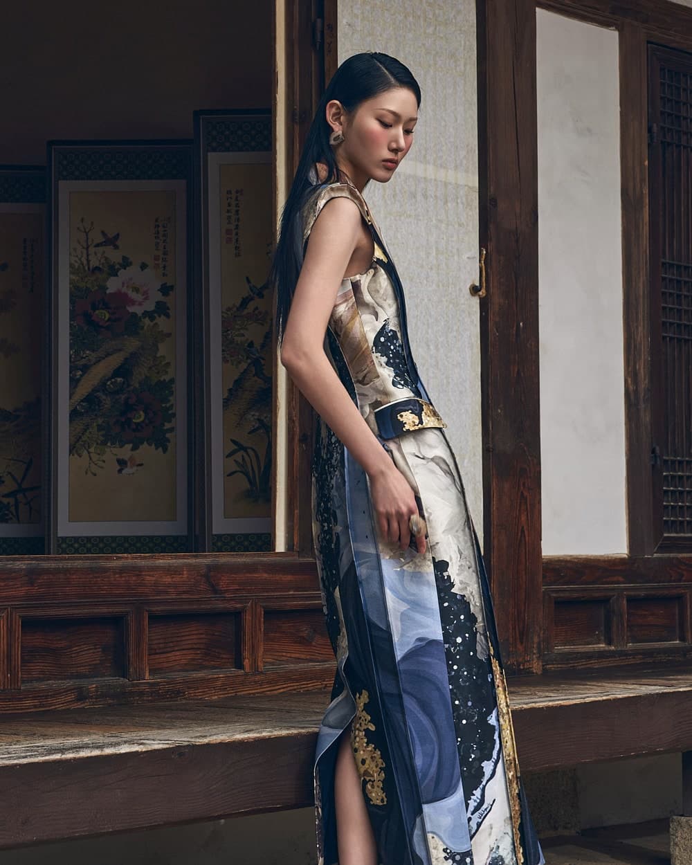 Wool-Silk Dress (Blue Print) — vue 10