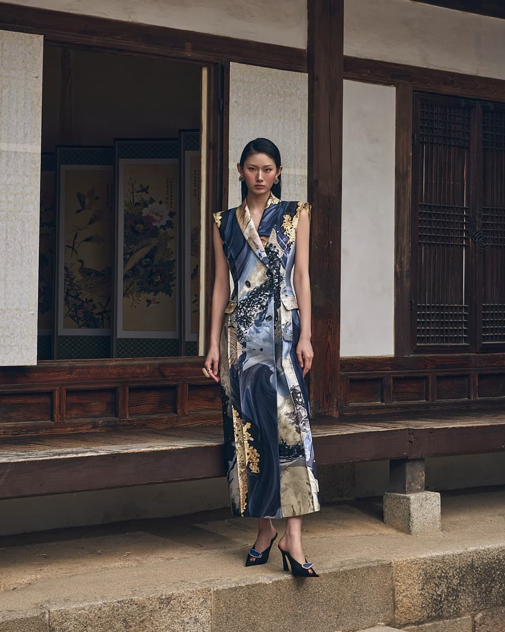 Wool-Silk Dress (Blue Print) — vue 1