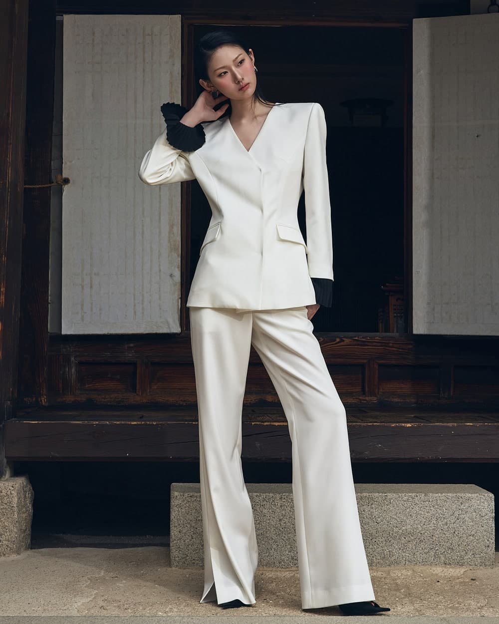 Polyester Tailored Jacket (White) — vue 3