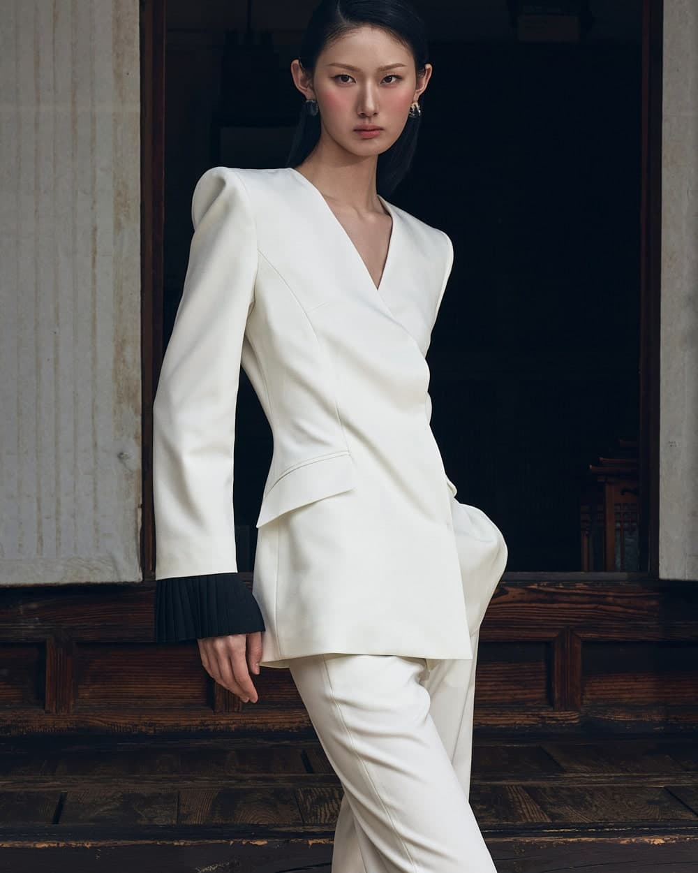 Polyester Tailored Jacket (White) — vue 4