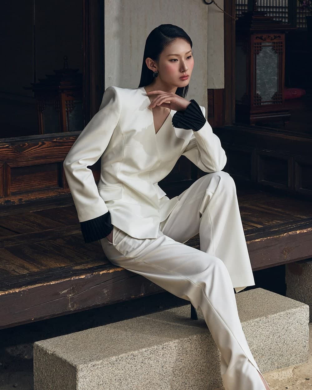 Polyester Tailored Jacket (White) — vue 6