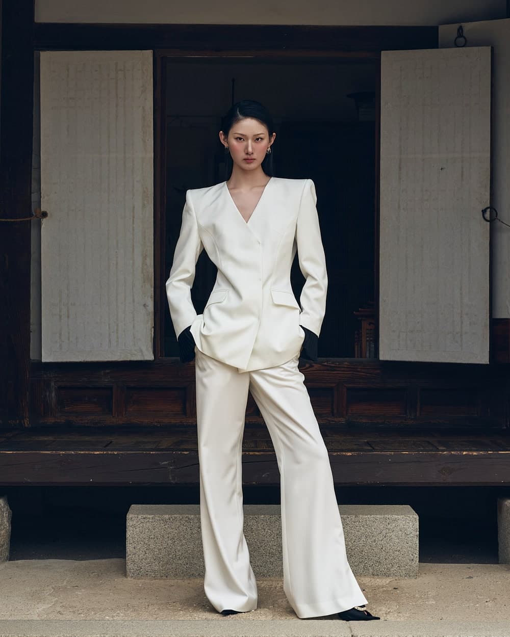 Polyester Tailored Jacket (White) — vue 10