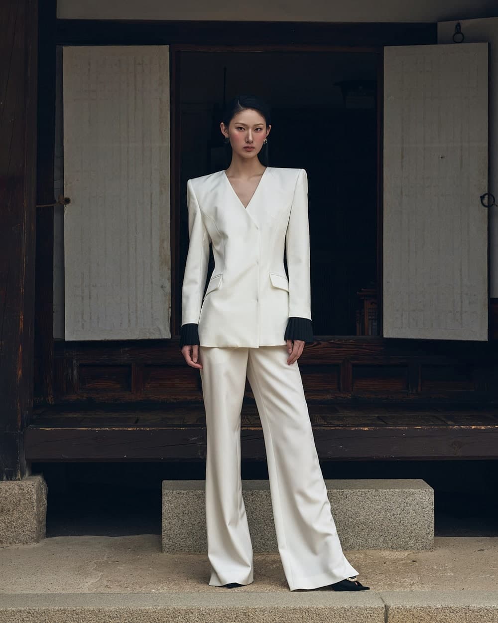 Polyester Tailored Jacket (White) — vue 1