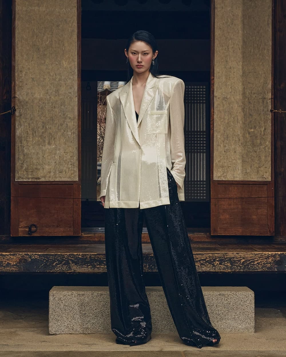 Polyester Tailored Jacket (Ivory) — vue 2