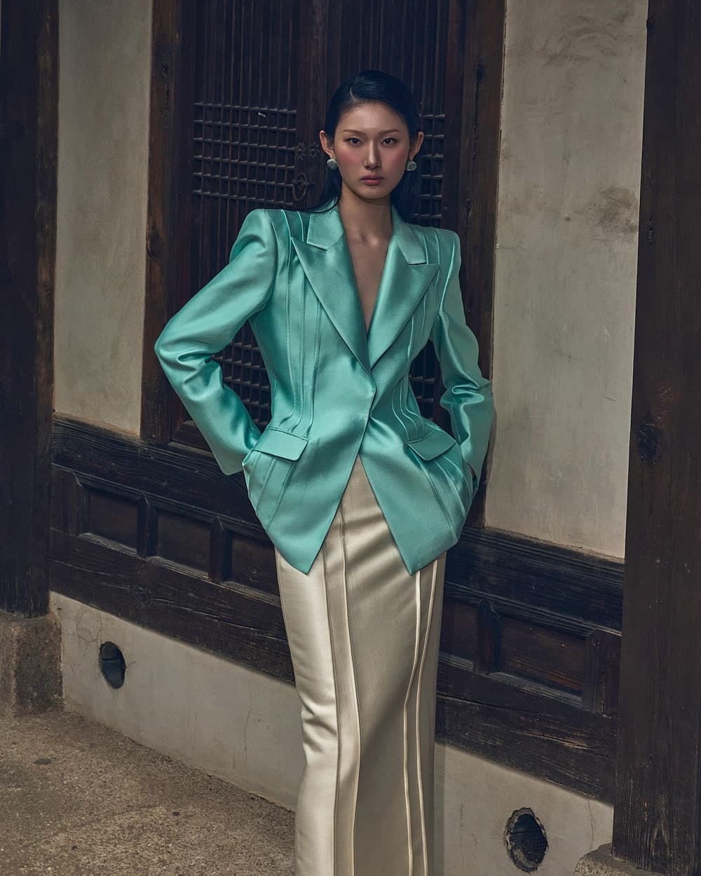 Wool-Silk Tailored Jacket (Mint) — vue 12