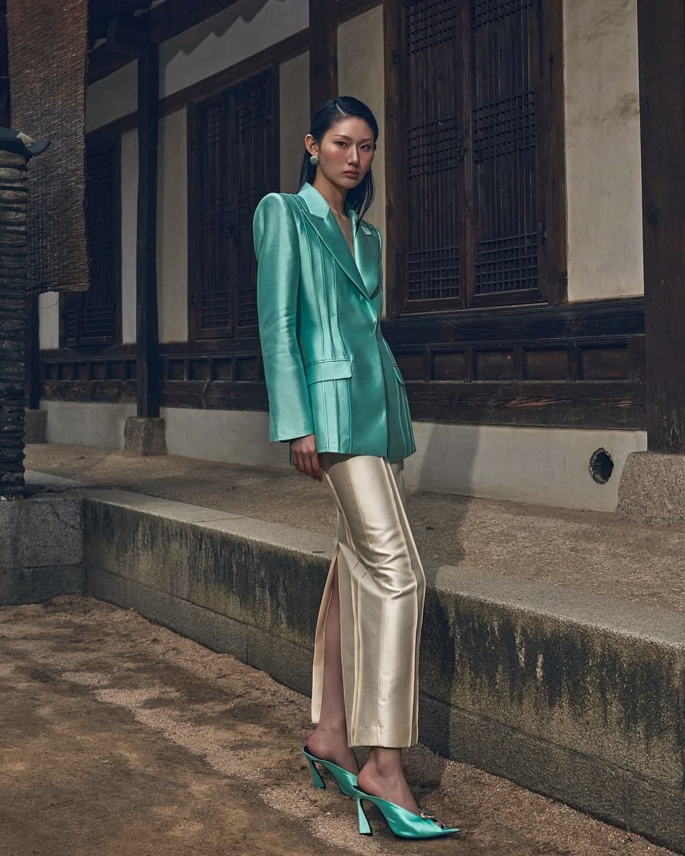 Wool-Silk Tailored Jacket (Mint) — vue 13