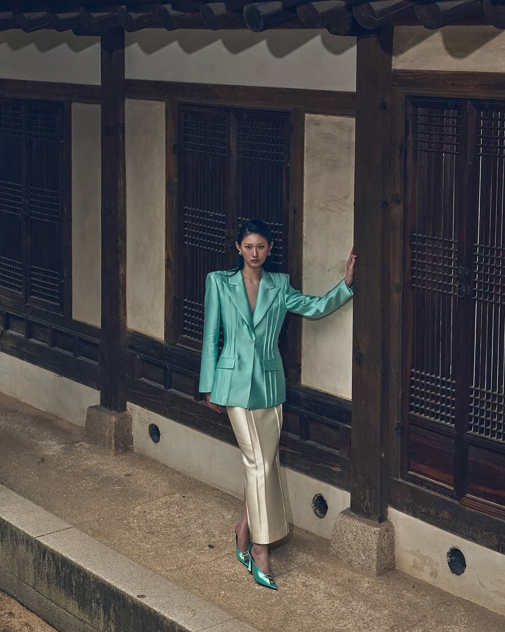 Wool-Silk Tailored Jacket (Mint) — vue 14
