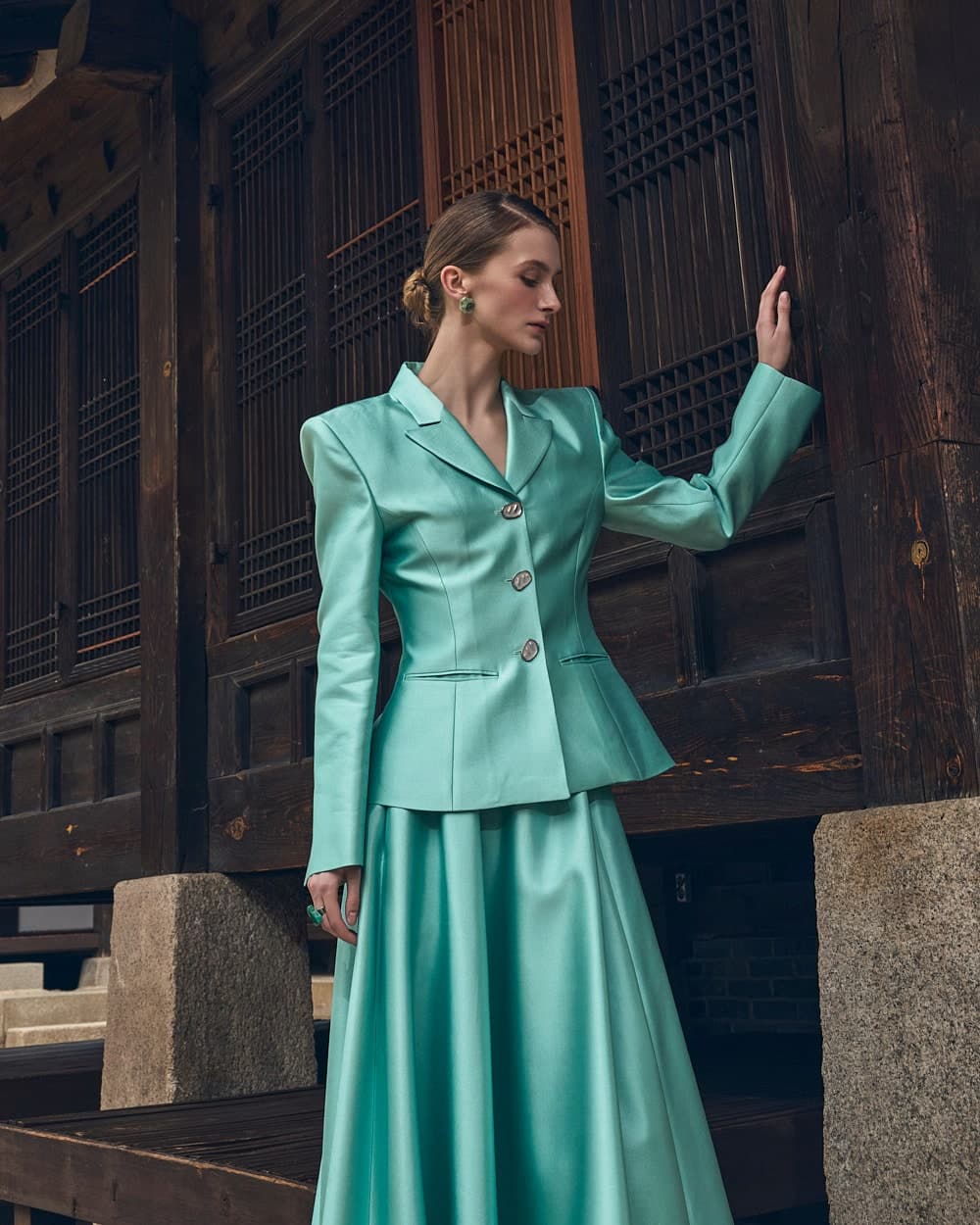 Wool-Silk Tailored Jacket (Mint) — vue 7