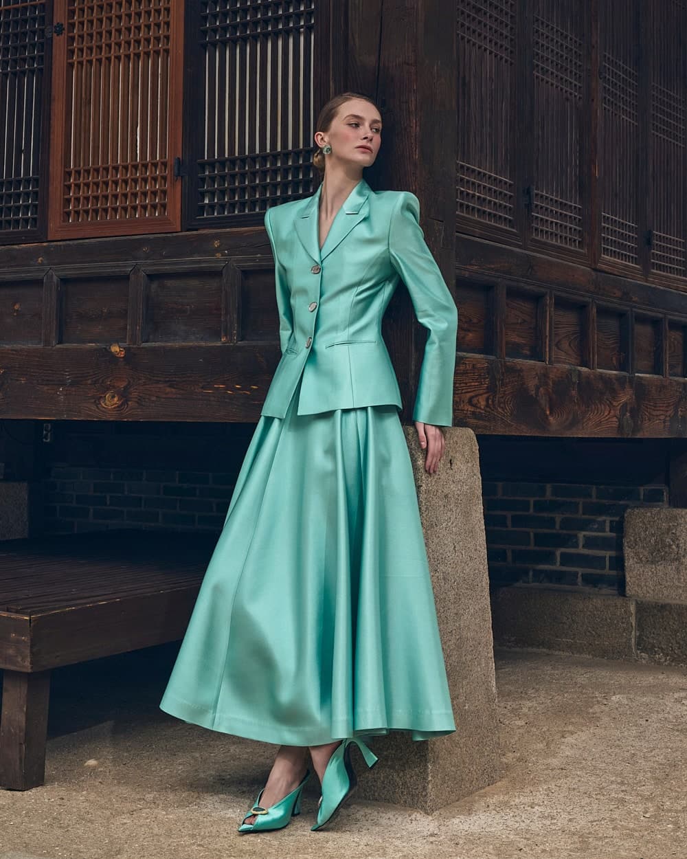 Wool-Silk Tailored Jacket (Mint) — vue 9