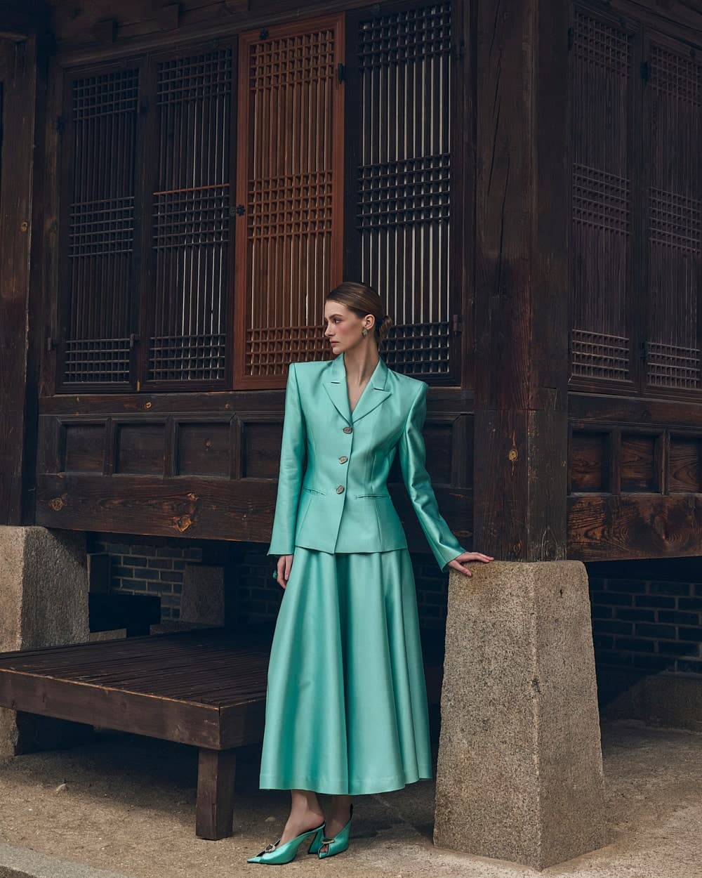 Wool-Silk Tailored Jacket (Mint) — vue 1