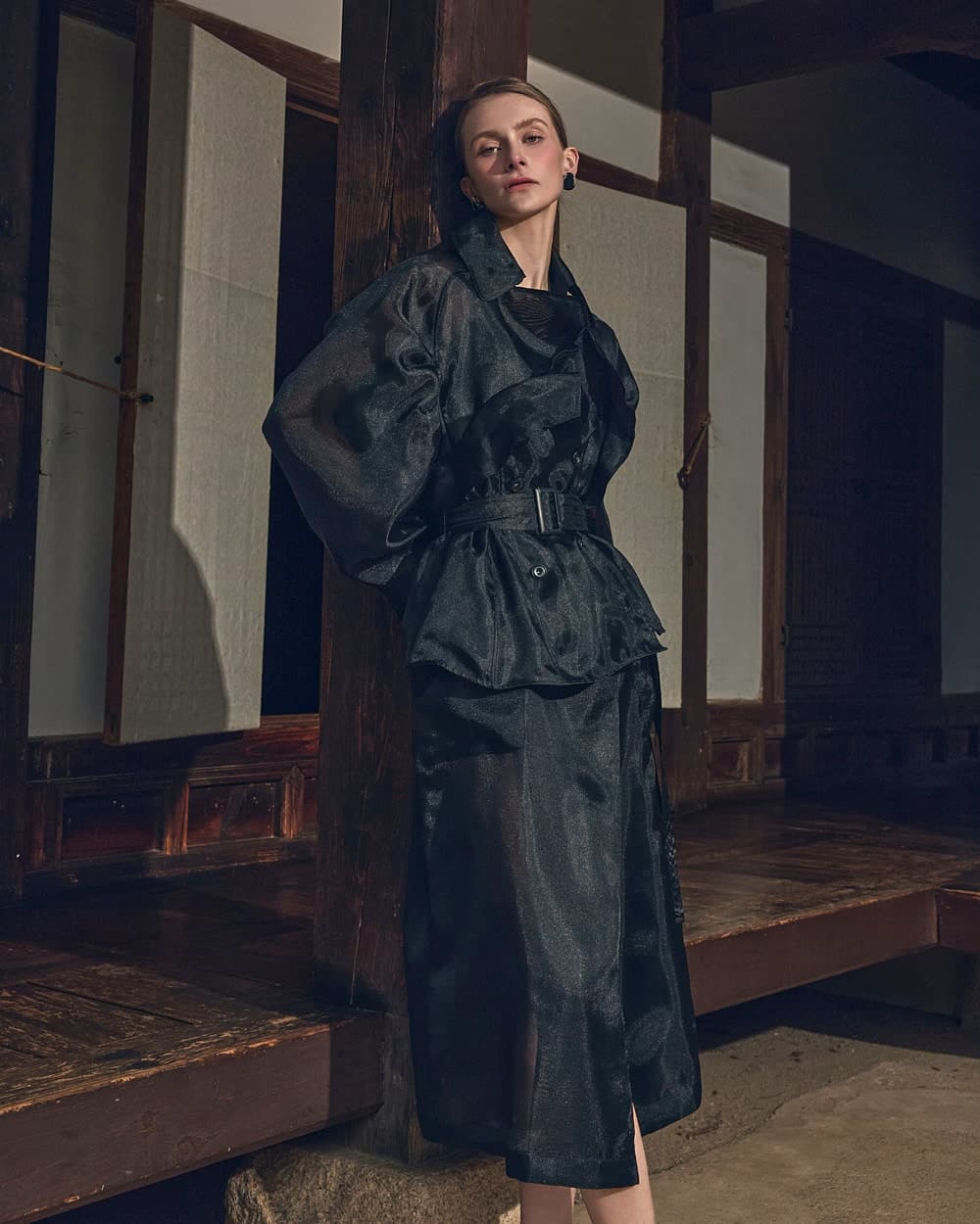 Polyester Belted Coat — vue 1