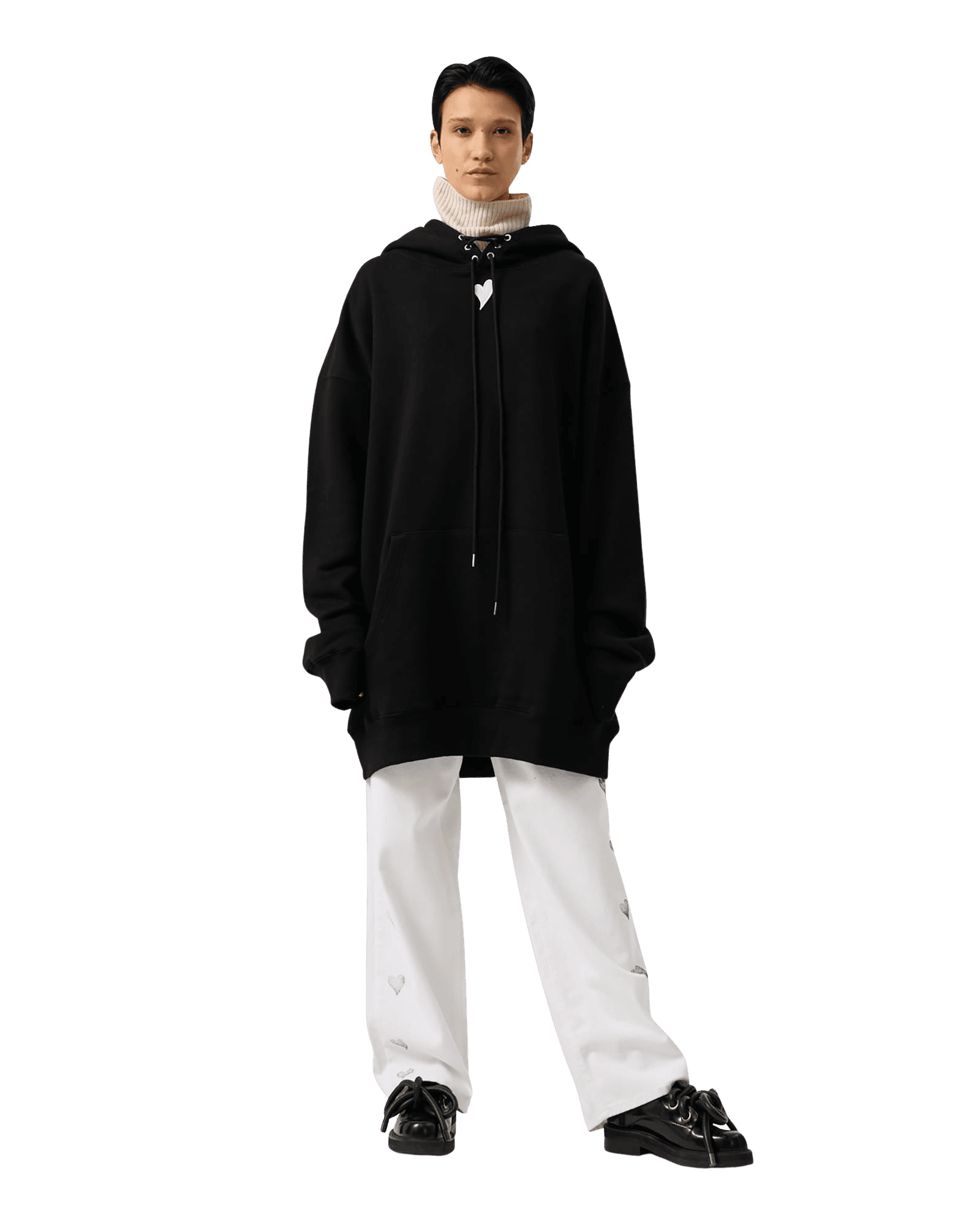 Heart Patch Oversized Hoodie (Black)