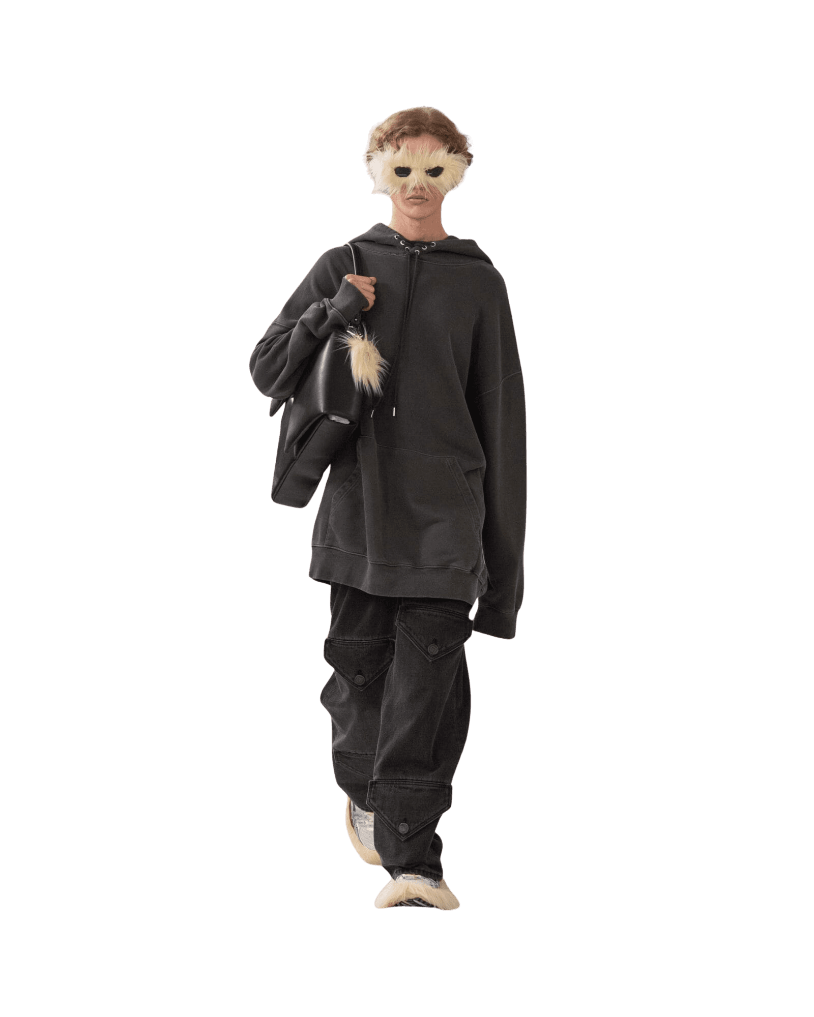 Upcycled Eyelet Hoodie (Grey) — vue 1