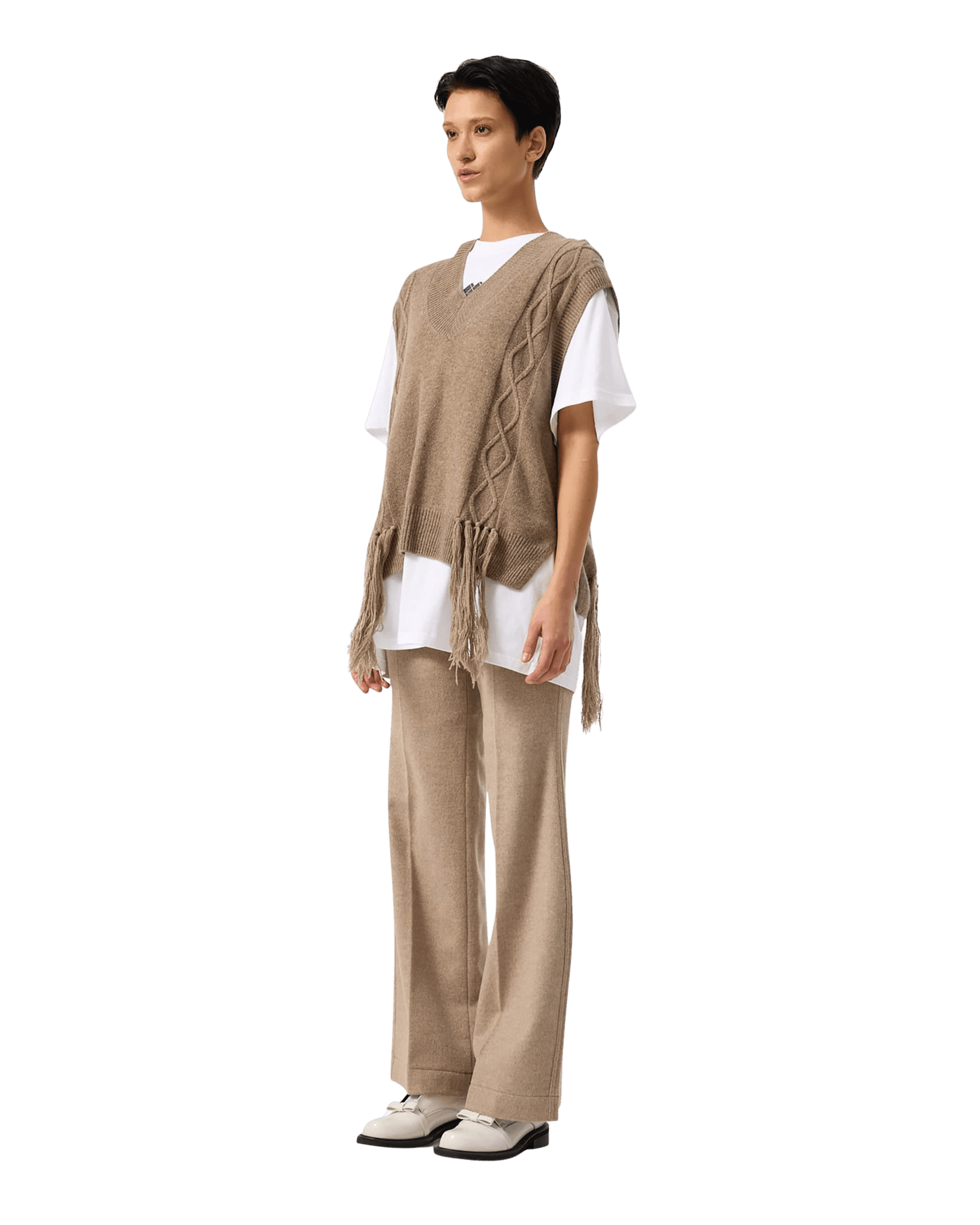 Wave Cut Trousers (Beige) — vue 3