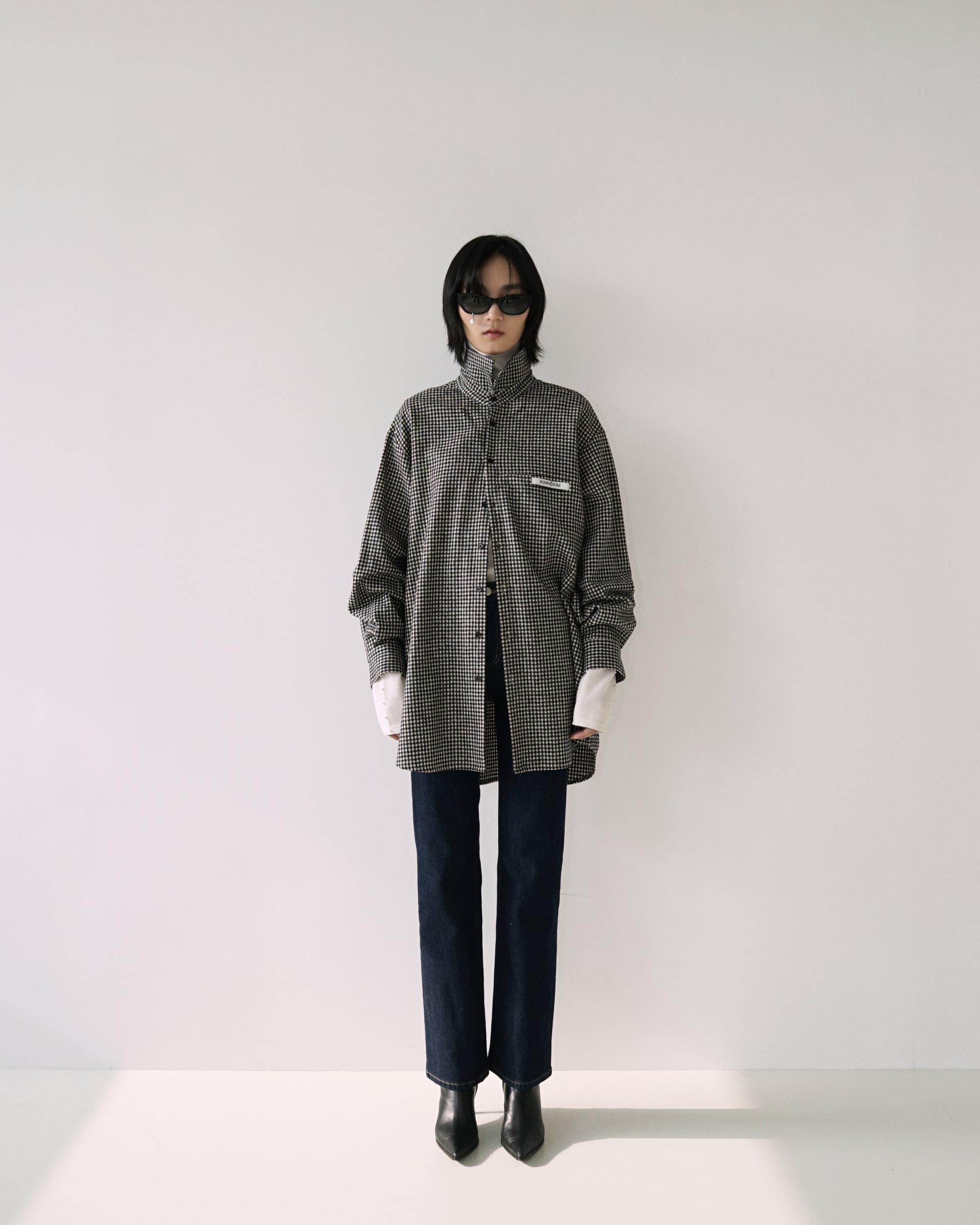 Checkered KIMHEKIM Label Shirt (Black)