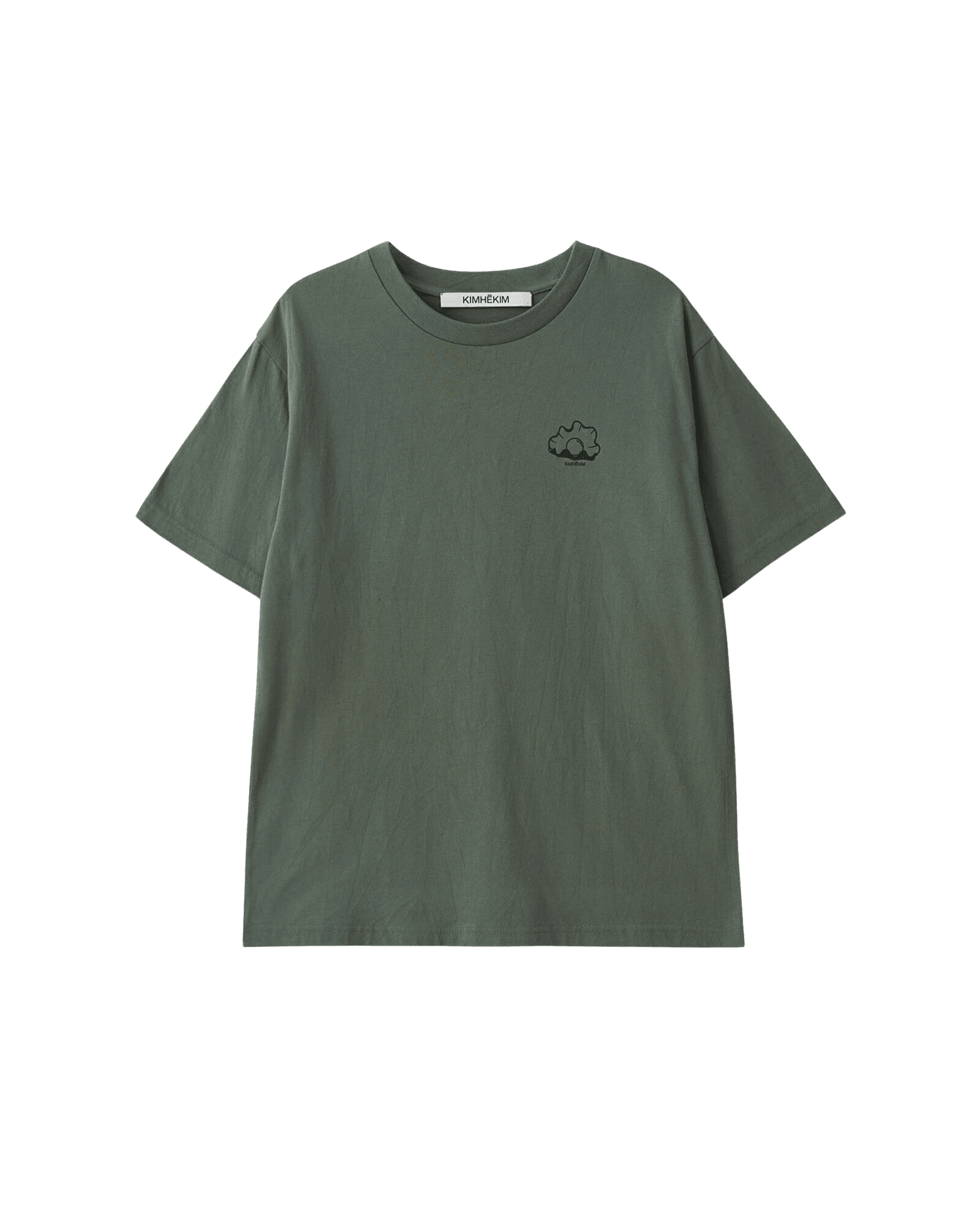 Pearl Stamped Oversized T-Shirt (Olive) — vue 1