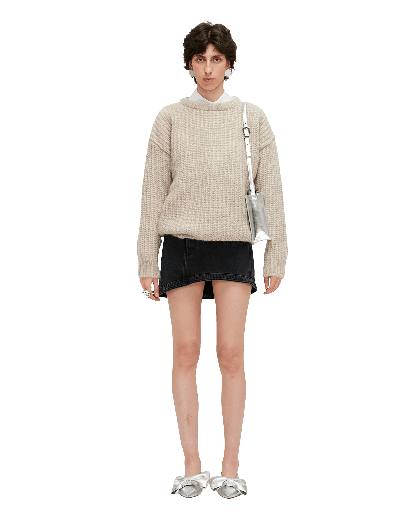 Ripped Mohair-Alpaca Sweater (Beige)