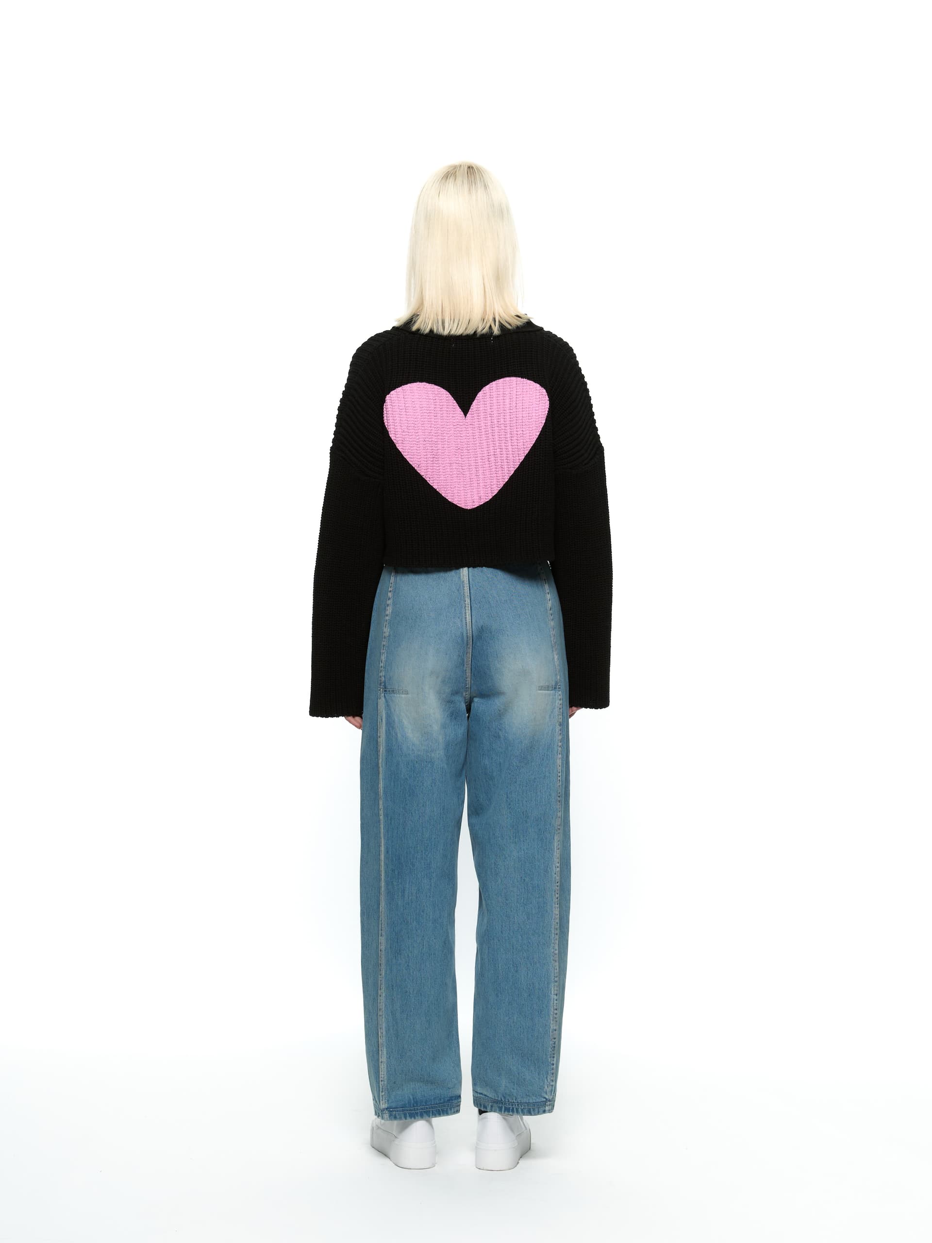 Heart Crop Cardigan (Black)