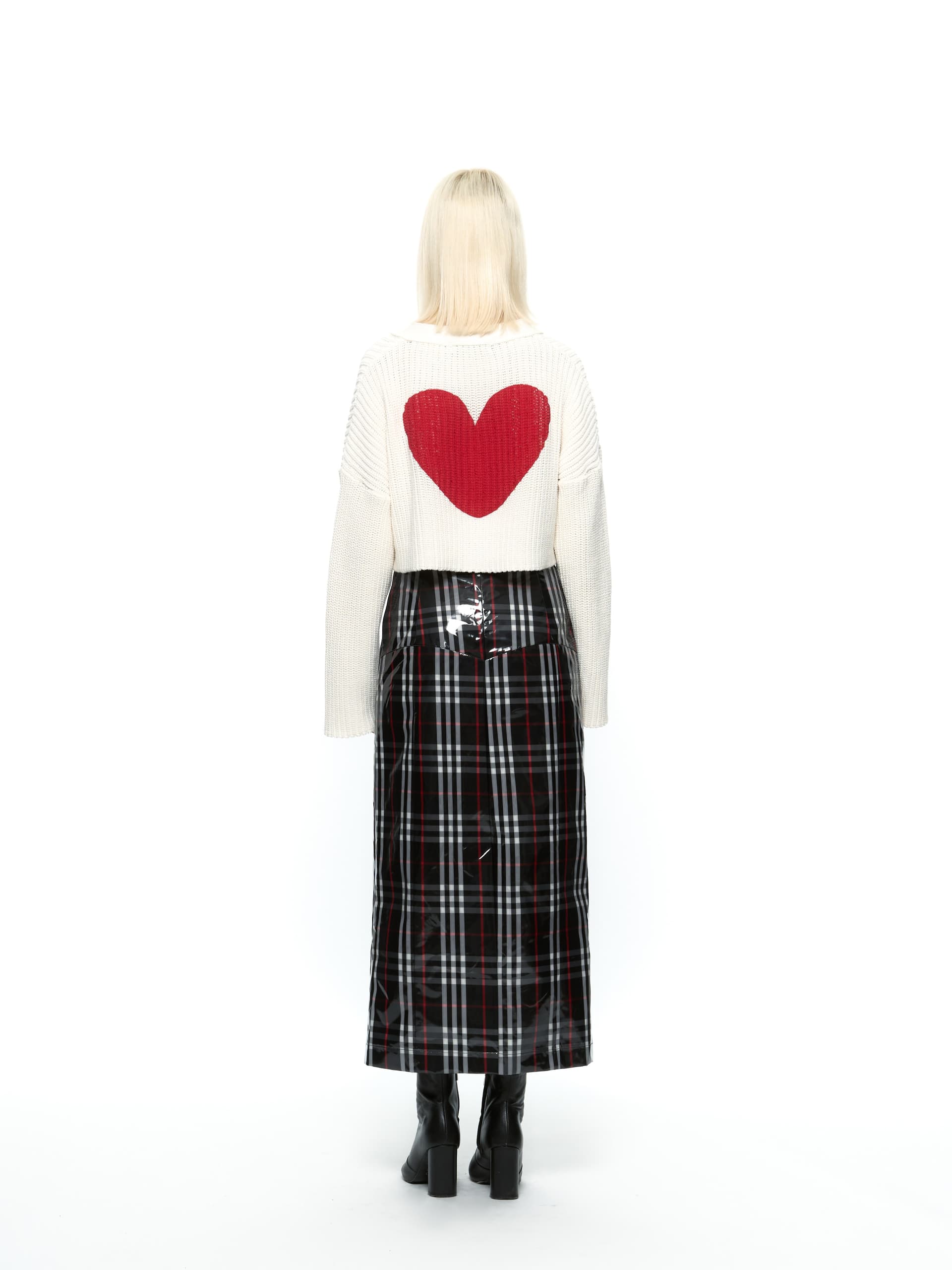 Heart Crop Cardigan (Red)