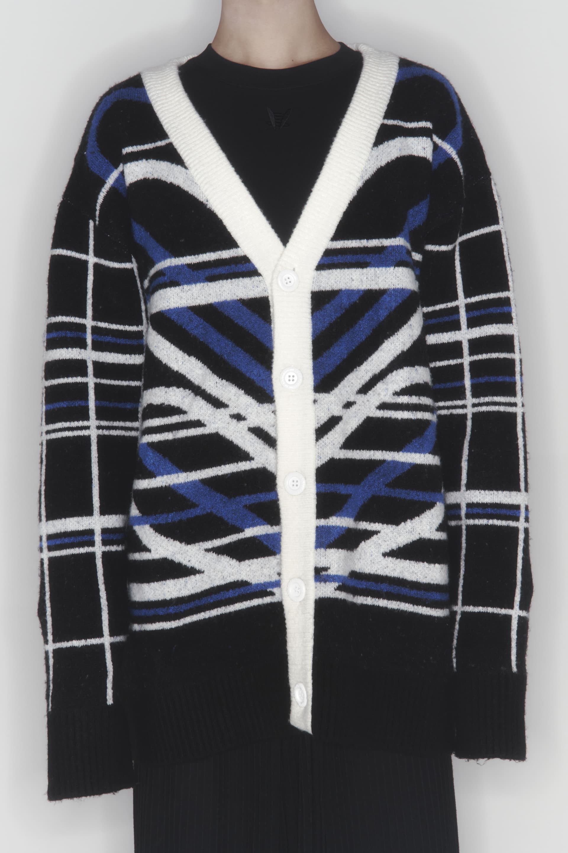 Heart Graphic Knit Cardigan (Blue)