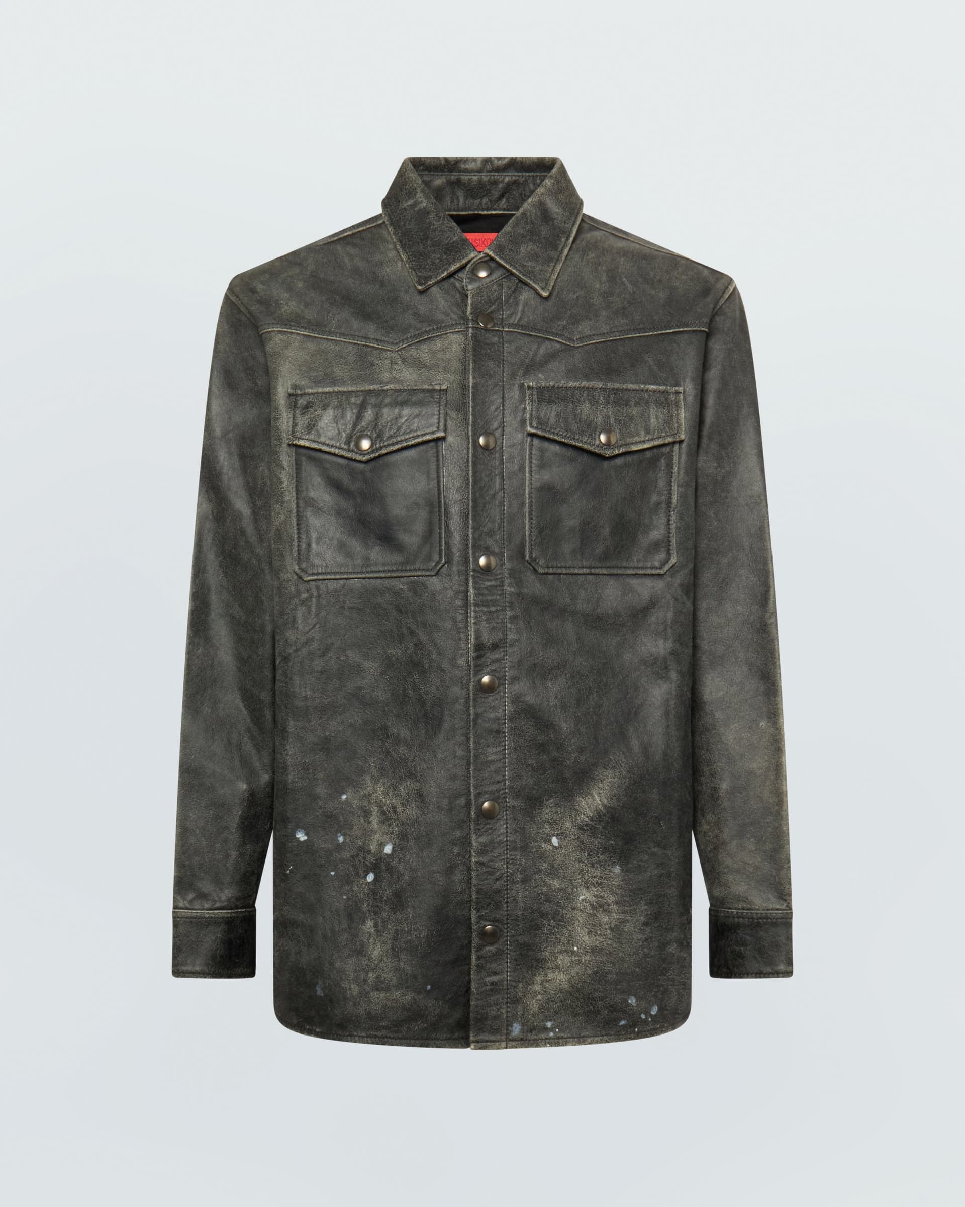 Black Leather Printed Shirt — vue 1