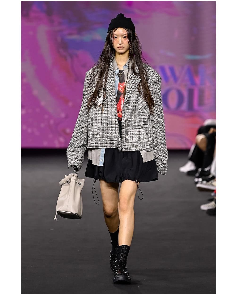 26SS Gray Tailored Collar Tweed Crop Jacket — vue 6