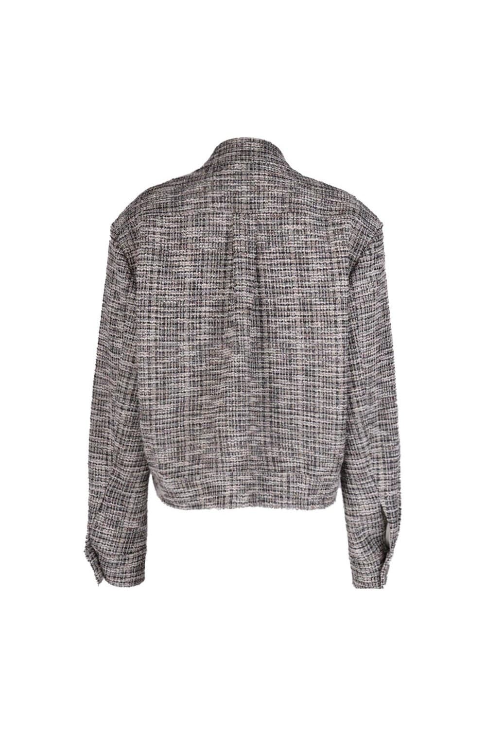 26SS Gray Tailored Collar Tweed Crop Jacket — vue 9