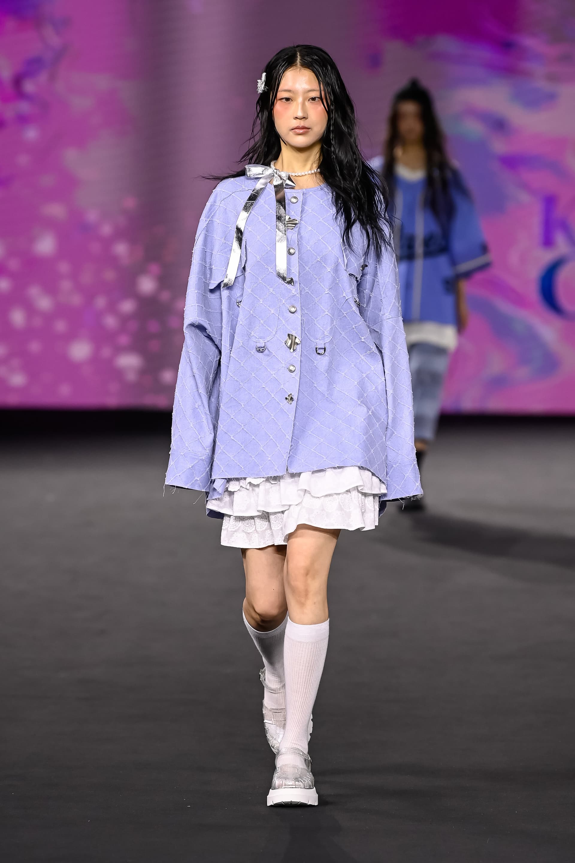 26SS Light Blue Cross Pattern Round Neck Over Fit Jacket — vue 1