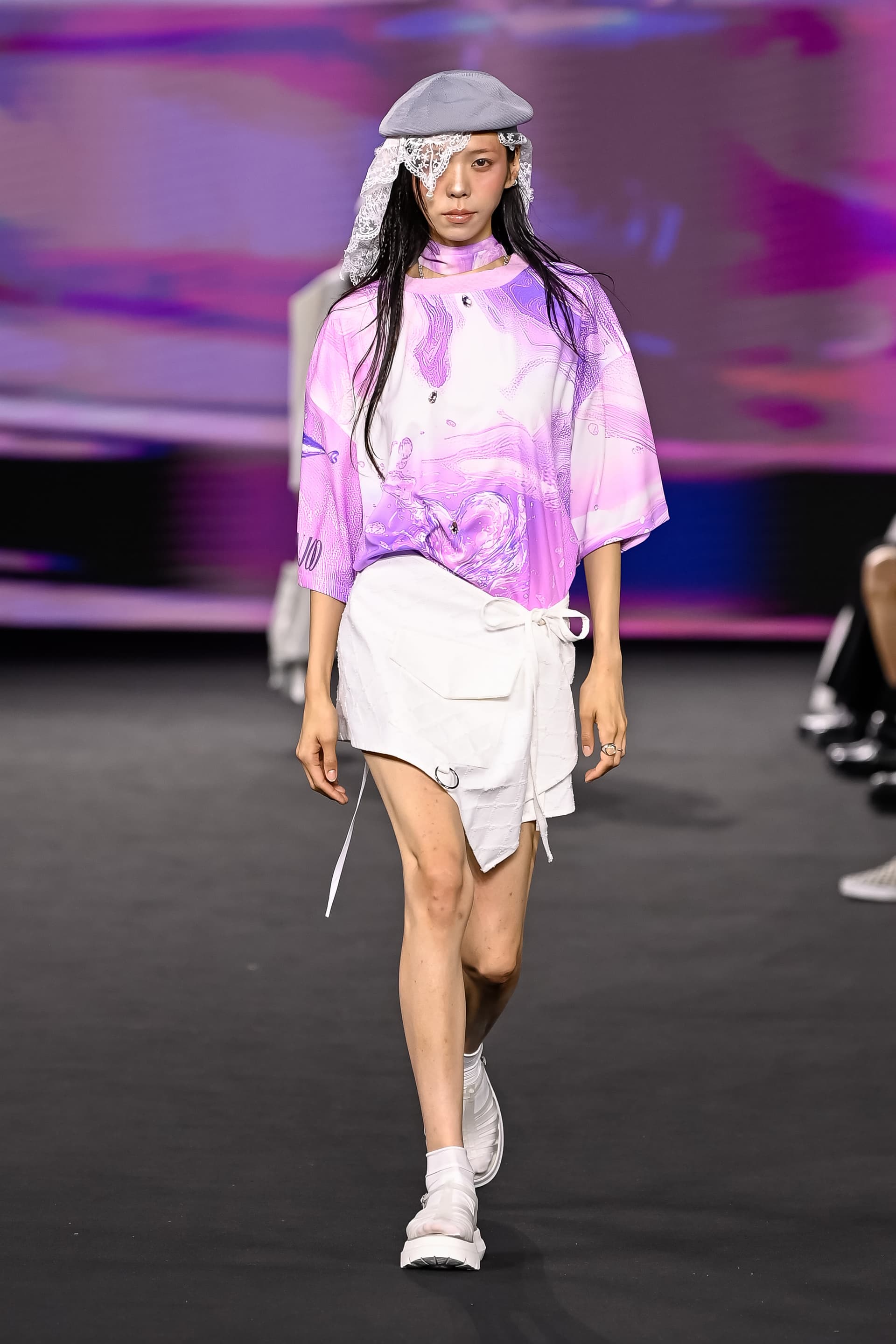26SS White Cross Pattern Denim Wrap Skirt — vue 1