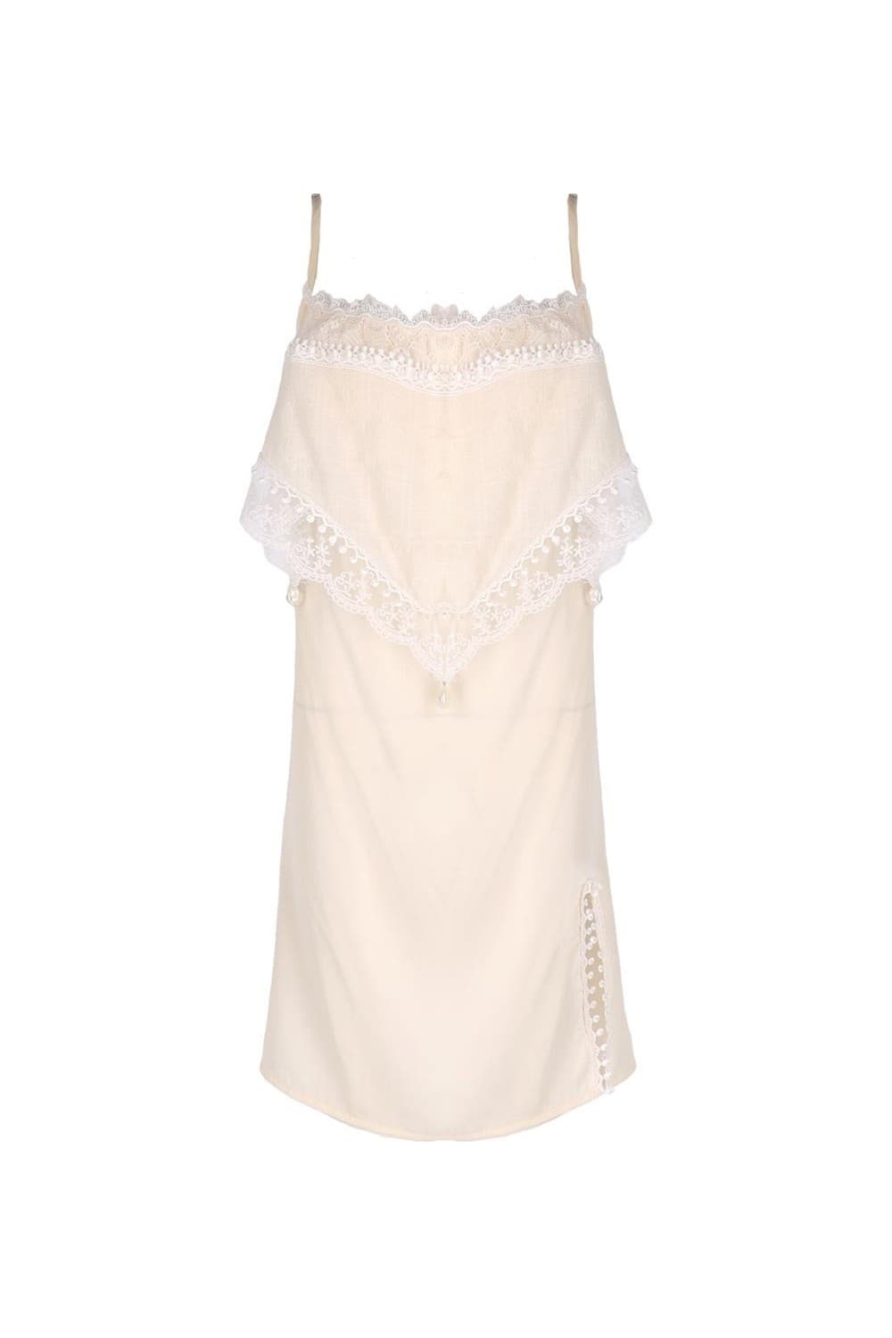 26SS Ivory Lace Pearl Satin Slip Dress — vue 6
