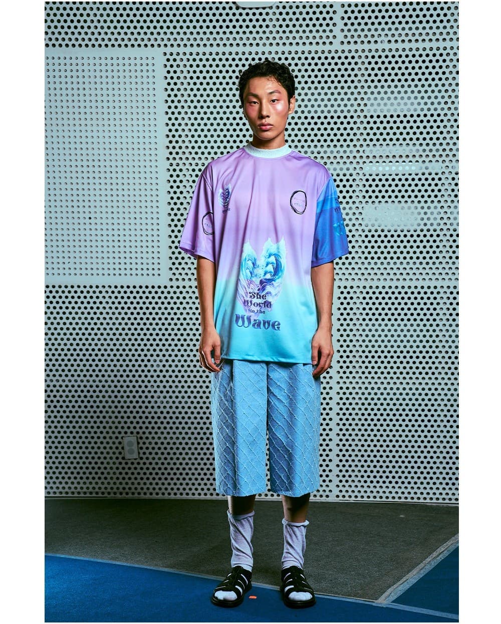 26SS Purple Blue Heart Printing T-Shirt — vue 3