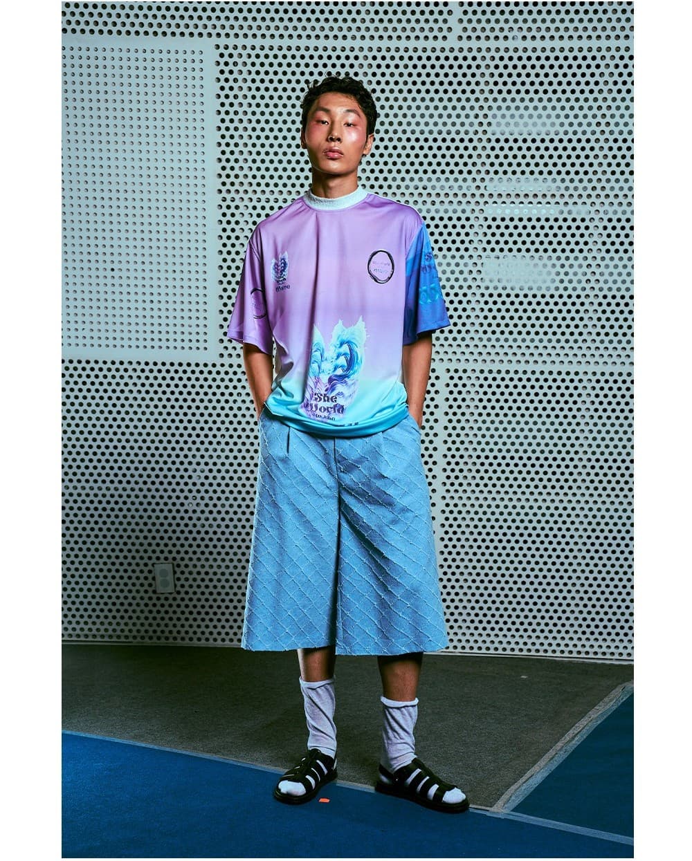 26SS Purple Blue Heart Printing T-Shirt — vue 6