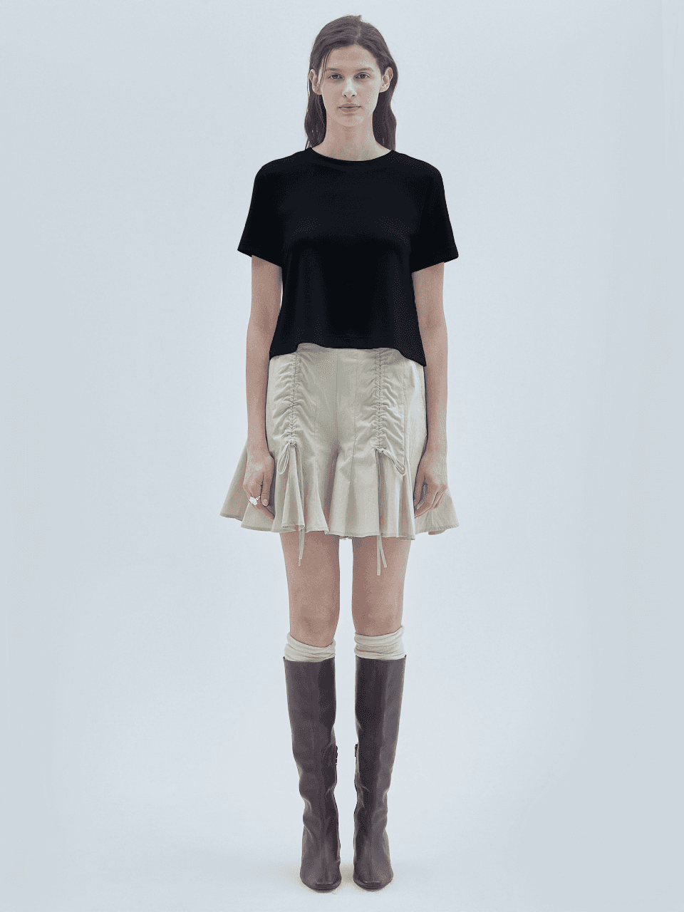Side Lace Detail T-Shirt Black